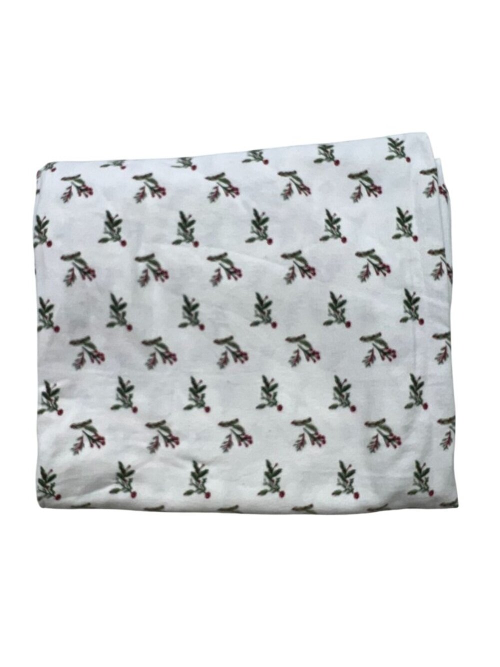 London Fog 100% Cotton Turkish Flannel Holiday Flat Sheet Bedding White Floral